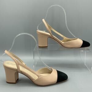 Marc Fisher Women’s Laynie Slingback Pumps Beige/Black Size 6M